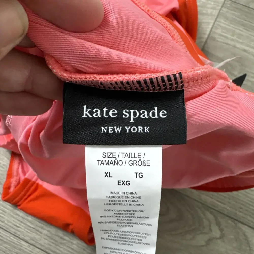 Kate Spade Bandeau One Piece Swimsuit Strapless Fresh Tomato Stripe sz XL - Picture 4 of 5